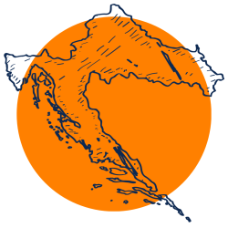 blue on orange vector of croatia wine map